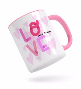 BK Gift Kişiye Özel Love Tasarımlı Pembe Kupa Bardak-4