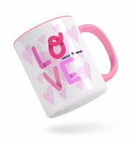 BK Gift Kişiye Özel Love Tasarımlı Pembe Kupa Bardak-4