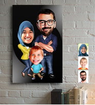 BK Gift Kişiye Özel Aile Karikatürlü Ahşap Tablo - 1