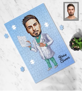 Kişiye Özel Doktor Tasarımlı Karikatür A3 130 Parça Puzzle Bay-8