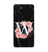 Mermer Çiçekli Harf Tasarım Süper Şeffaf Silikon Telefon Kılıfı Huawei P40 W-Har