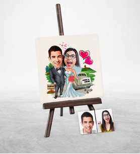 BK Gift Kişiye Özel Evleniyoruz Karikatür Şovaleli Doğal Taş  1