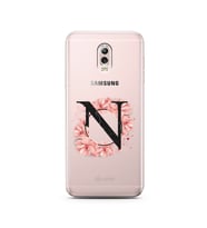 Pembe Çiçekli Harf Tasarım Süper Şeffaf Silikon Telefon Kılıfı Samsung C8  N-Har