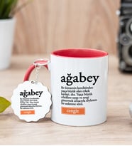 Ağabey Kelime Anlamı Kırmızı Kupa Bardak Ve Anahtarlık Set