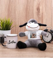 Kişiye Özel İsim Yazılı Sihirli Kupa Bardak ve Peluş Eşek