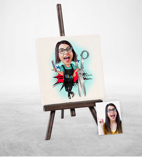 BK Gift Kişiye Özel Bayan Kuaför Karikatür Şovaleli Doğal Taş  1