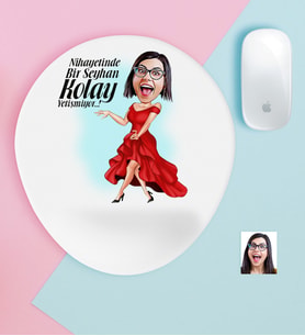 BK Gift Kişiye Özel Bayan Kolay Yetişmiyor Karikatürlü Bilek Destekli Mouse Pad-1 (Beyaz)