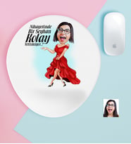 BK Gift Kişiye Özel Bayan Kolay Yetişmiyor Karikatürlü Bilek Destekli Mouse Pad-1 (Beyaz)