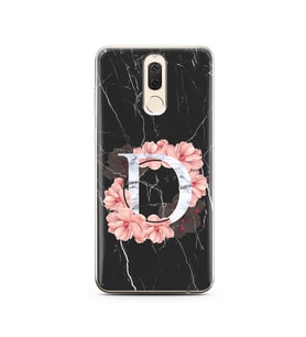 Mermer Çiçekli Harf Tasarım Süper Şeffaf Silikon Telefon Kılıfı Huawei Mate 10 L