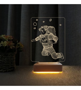 Doğum Günü Hediyesi Astranot 3d Çocuk Odası Gece Lambası (Sarı)