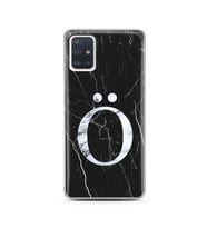 Samsung A51 Siyah Mermer Harf Tasarımlı Telefon Kılıfı Ö-Harfi 