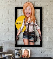 BK Gift Kişiye Özel Kadın PUBG Karikatürlü 3D Ahşap Tablo-3