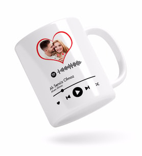 BK Gift Kişiye Özel Fotoğraflı Spotify Barkodlu Beyaz Kupa Bardak-1