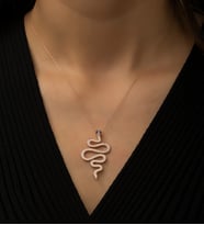 Papatya Silver Yılan Kolye Nano Zirkon Taşlı Rose Gold Kaplama 925 Ayar Gümüş