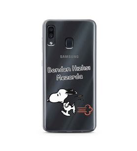 Snoopy Tasarımlı Süper Şeffaf Silikon Telefon Kılıfı Samsung A30