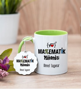 Matematik Mühendisi Yeşil Kupa Bardak Ve Anahtarlık Set
