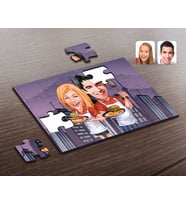 BK Gift Kişiye Özel Sevgililer Karikatürlü Ahşap Puzzle-57