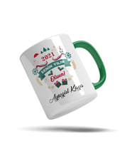 Kişiye Özel Yılbaşı Hediyesi Yeşil Saplı Kupa Bardak