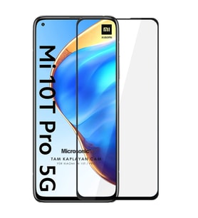Microsonic Xiaomi Mi 10T Pro Tam Kaplayan Temperli Cam Ekran Koruyucu Siyah