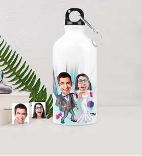 BK Gift Kişiye Özel Gelin Damat Karikatürlü Metal Suluk 500 Ml 6