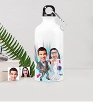 BK Gift Kişiye Özel Gelin Damat Karikatürlü Metal Suluk 500 Ml 6