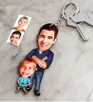 BK Gift Kişiye Özel Baba Ve Çocuk Karikatür Anahtarlık - 1