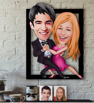 BK Gift Kişiye Özel Sevgililer Karikatürlü 3D Ahşap Tablo-13