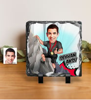 BK Gift Kişiye Özel Dağ Sporcusu Karikatürlü Dekoratif Doğal Taş