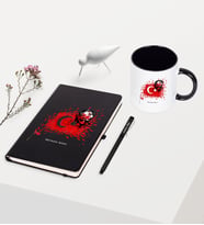 BK Gift Kişiye Özel Atatürk Temalı Siyah Defter Kalem Kupa Seti - 3
