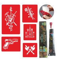 Savaş Aletleri Kına Dövme ve Şablon Seti Tattoo