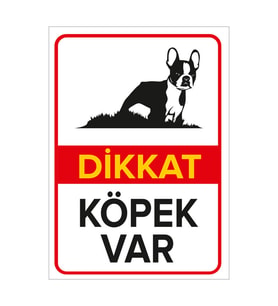 MIGNATIS - Dikkat Köpek Var Levhası / Boston Terrier - Sac Malzeme 25x35cm