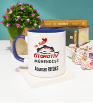 Mesajlı Otomotiv Mühendisi Tasarımlı Kişiye Özel Hediye Otomotiv Mühendisi Kupa Bardak Lacivert