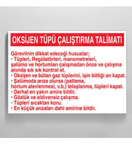 Oksijen Tüpü Çalıştırma Talimatı Uyarı Levhası 50x70cm