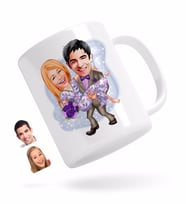 BK Gift Kişiye Özel Sevgililer Karikatürlü Beyaz Kupa Bardak-56