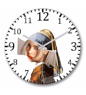 Billie Eilish İnci Küpeli Kız Duvar Saati Bombeli Gercek Cam