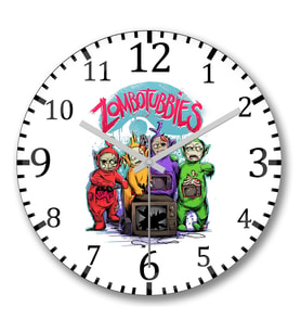 Zombotubbies Duvar Saati Bombeli Gercek Cam
