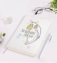 BK Gift Kişiye Özel Kadınlar Günü Tasarımlı Beyaz Defter Kalem Seti-13