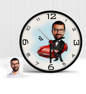 BK Gift Kişiye Özel Patron Karikatür Ahşap Duvar Saati  1
