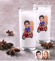 BK Gift Kişiye Özel Renkli Baskılı Sevgililer Karikatürlü İkili Rakı Bardağı Seti-10 (Beyaz)