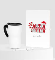 BK Gift Kişiye Özel Yılbaşı Mutlu Yıllar Temalı Beyaz Defter Kalem Termos Mug Seti - 2