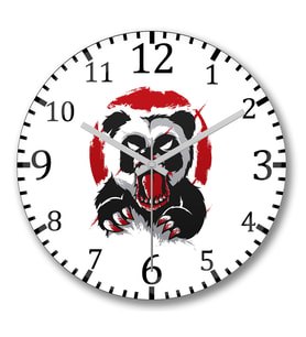 Tehlikeli Panda Duvar Saati Bombeli Gercek Cam