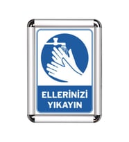 Ellerinizi Yıkayın A3 Cerceveli Uyarı ve Yönlendirme Levhası