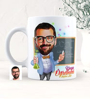 BK Gift Kişiye Özel Bay Kimya Öğretmeni Karikatürlü Beyaz Kupa Bardak  1