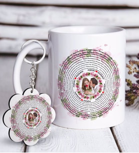 BK Gift Kişiye Özel Yüz Dilde Seni Seviyorum Beyaz Kupa ve Anahtarlık Hediye Seti-3 (Model 1)