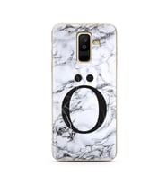 Samsung A6 Plus Beyaz Mermer Harf Tasarımlı Telefon Kılıfı Ö-Harfi 