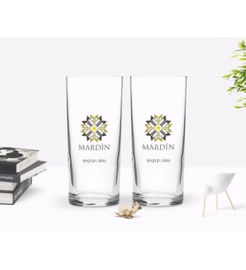 BK Gift Kişiye Özel Renkli Baskılı Mardin Tasarımlı Turistik İkili Rakı Bardağı Seti-1 (Beyaz)