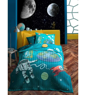 Cotton Box Junior Tek Kişilik Complete Set Little Astronaut Turkuaz