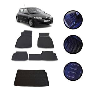 Megane 2 HB 2002-2009 Arası 4D Havuzlu Oto Paspas Ve Bagaj Set