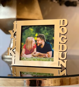 Kişiye Özel Fotoğraflı İyiki Doğdun Mdf Çerçeve Gold
