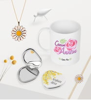 BK Gift Kişiye Özel Canım Annem Kupa Kalp Ayna Papatya Kolye Bileklik Seti - 15 (Model 1)